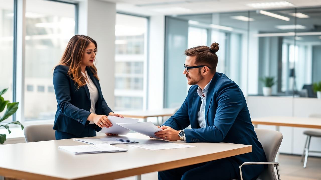 Deux professionnels échangeant sur une politique de prévention en entreprise