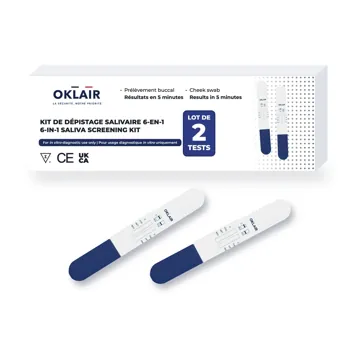 Kit de dépistage salivaire 6-en-1 OKLAIR, lot de 2 tests